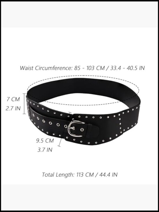 Vintage Punk Leather Waist Belt Chunky Metal Buckle Gothic Rocker Cinch Belt main image 5